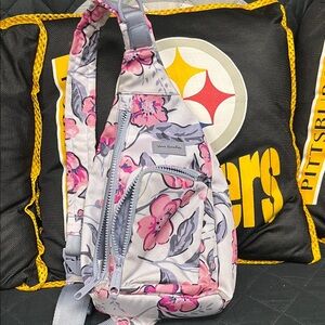 Vera Bradley Gray and Pink Floral Backpack
